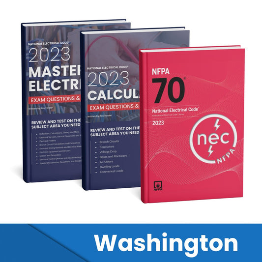 2023 Washington Master Electrician + Electrician Calculations Study Guides & National Electrical Code Combo (Based on the 2023 NEC)