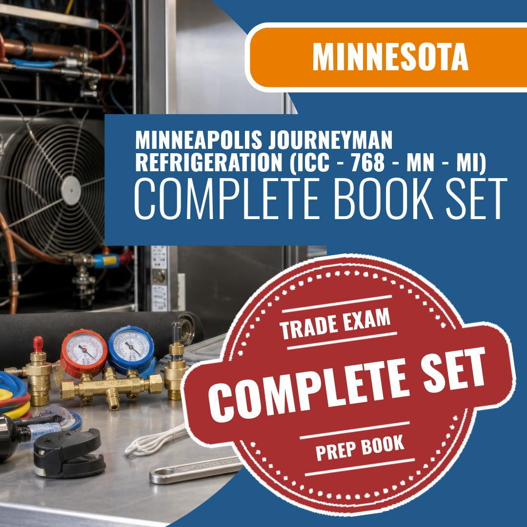 Minnesota  Minneapolis Journeyman Refrigeration Contractor (ICC - 768 - MN - MI) Exam Book Package