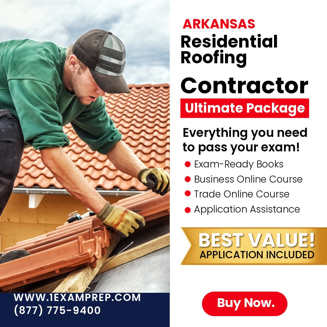 Arkansas Residential Roofing & Roof Decks Contractor Ultimate Exam Prep Rental Package