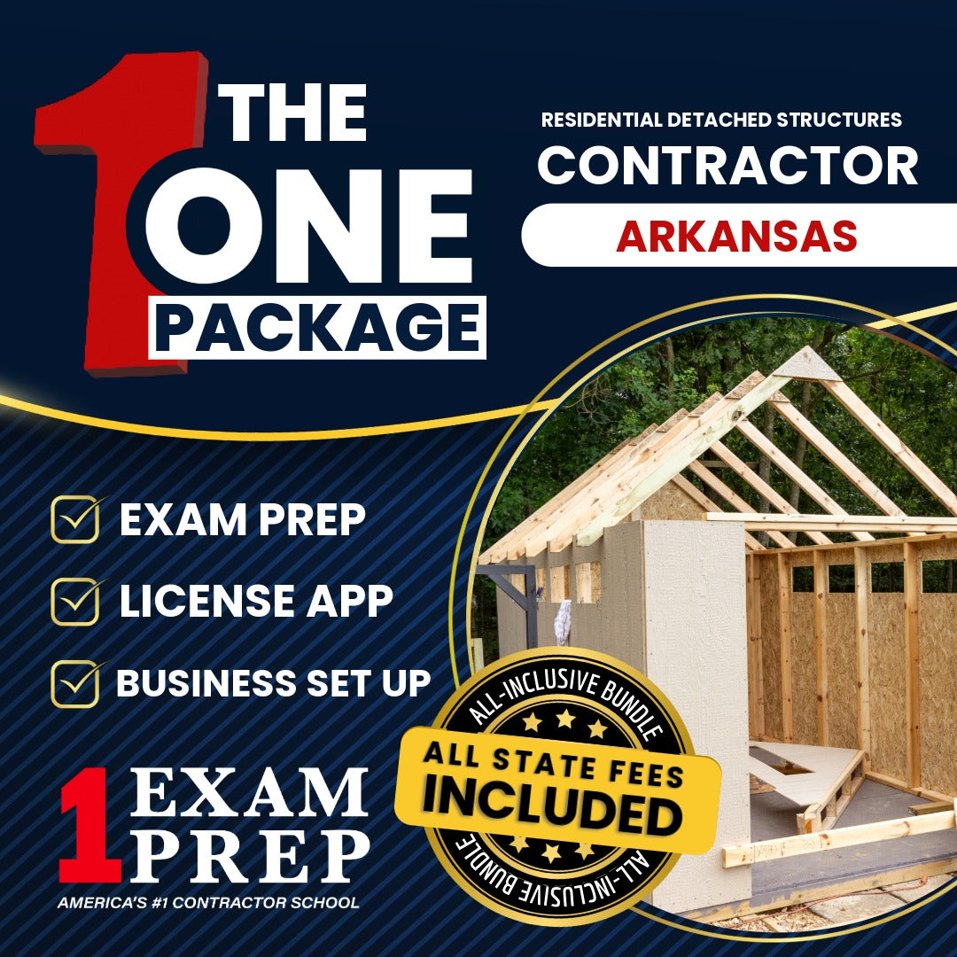 The 1 Package: All-Inclusive Arkansas Residential Detached Garage, Storage Buildings, Detached Structures, Metal Buildings Contractor Exam, Licensing & Business Setup Solution