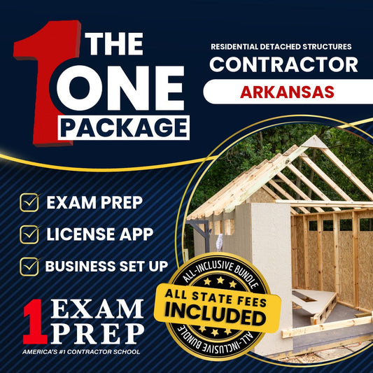 The 1 Package: All-Inclusive Arkansas Residential Detached Garage, Storage Buildings, Detached Structures, Metal Buildings Contractor Exam, Licensing & Business Setup Solution
