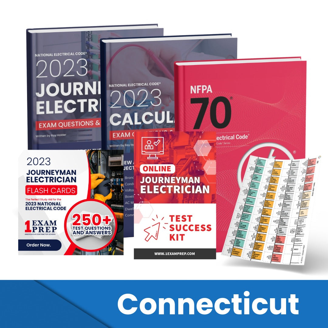 2023 Connecticut Journeyman Electrician Exam Prep Study Guides & Code Book Ultimate Combo (Based on the 2023 NEC)