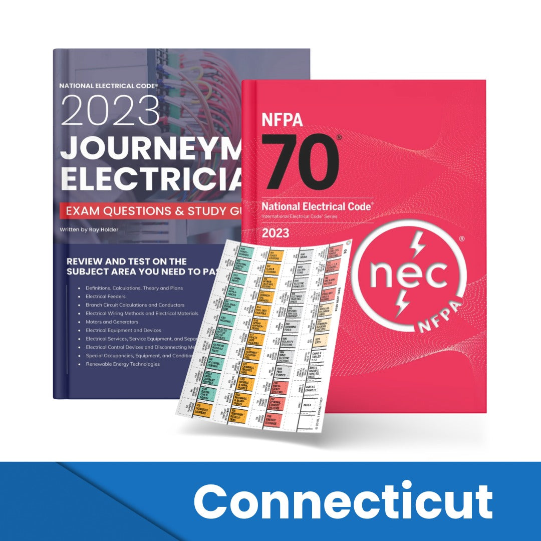 2023 Connecticut Journeyman Electrician Study Guide & National Electrical Code Combo with Tabs (Based on the 2023 NEC)