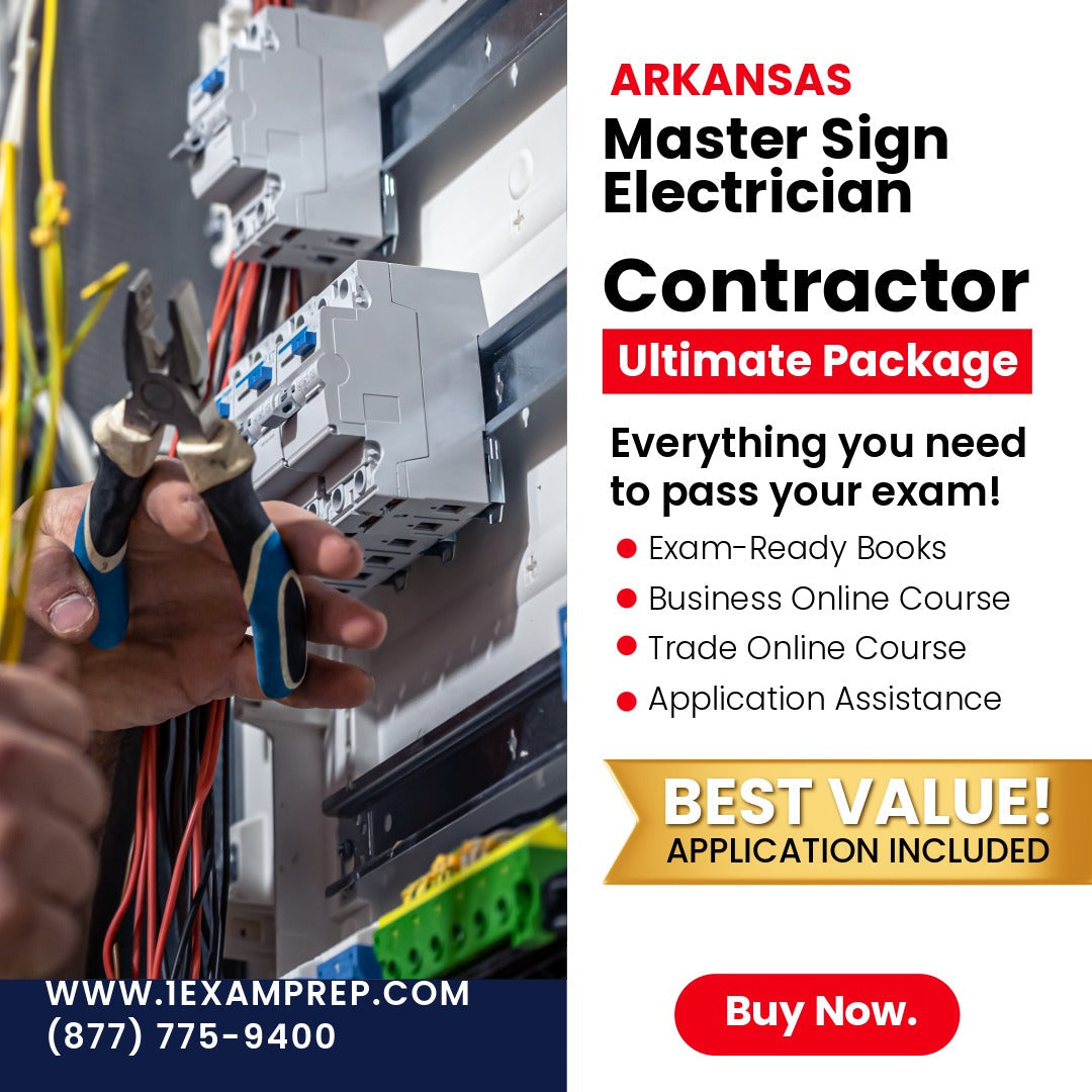 Arkansas Master Sign Electrician Contractor Ultimate Exam Prep Rental Package