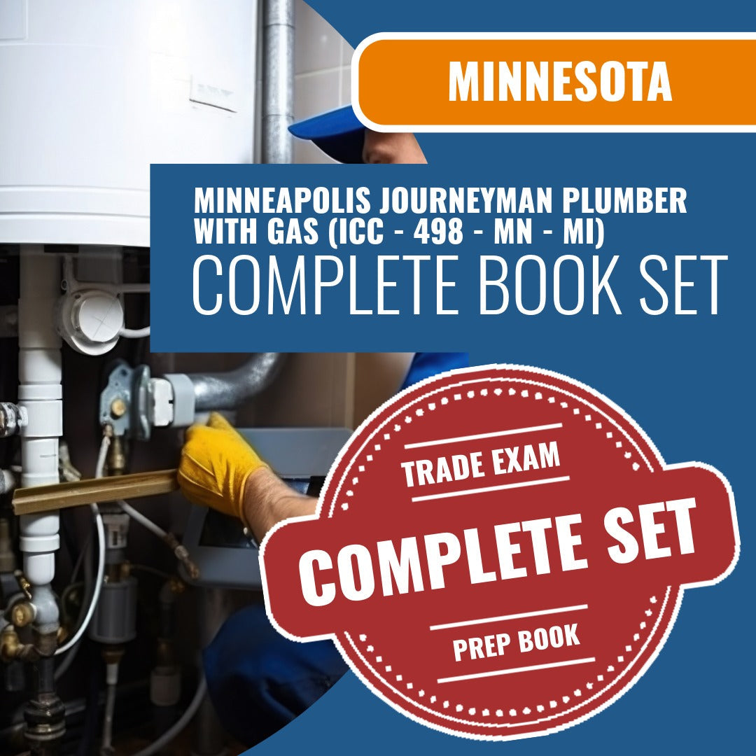 Minnesota Minneapolis Journeyman Plumber with Gas (ICC - 498 - MN - MI) Exam Book Package