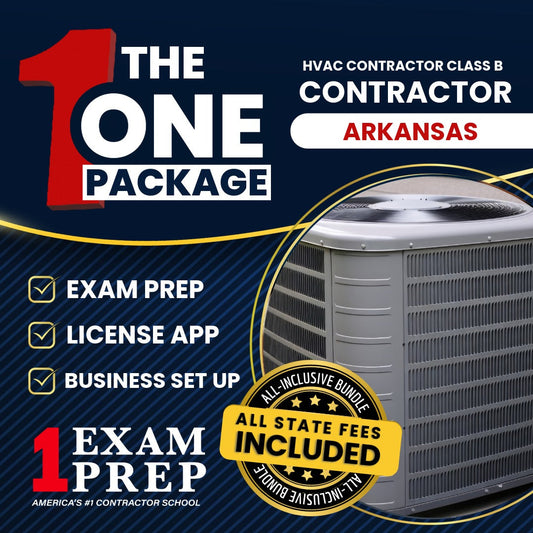 Arkansas Class B HVACR contractor exam prep and licensing package