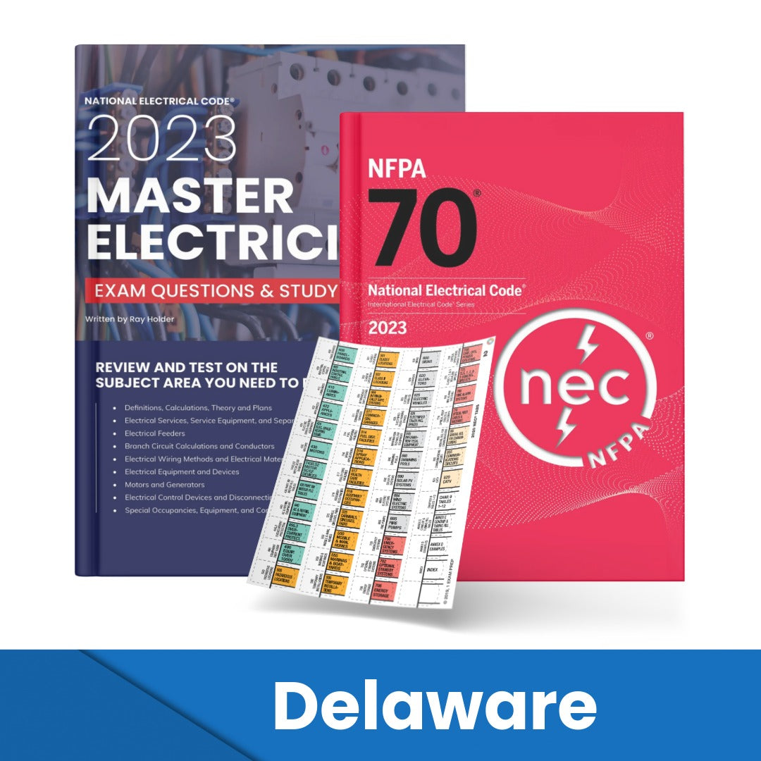 2023 Delaware Master Electrician Study Guide & National Electrical Code Combo with Tabs (Based on the 2023 NEC)