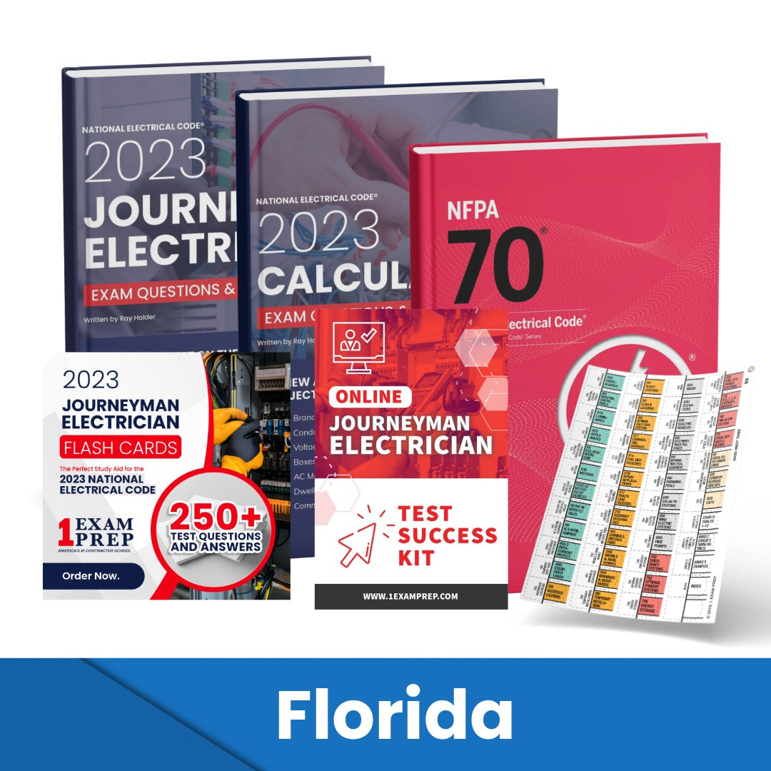 2023 Florida Journeyman Electrician Exam Prep Study Guides & Code Book Ultimate Combo (Based on the 2023 NEC)