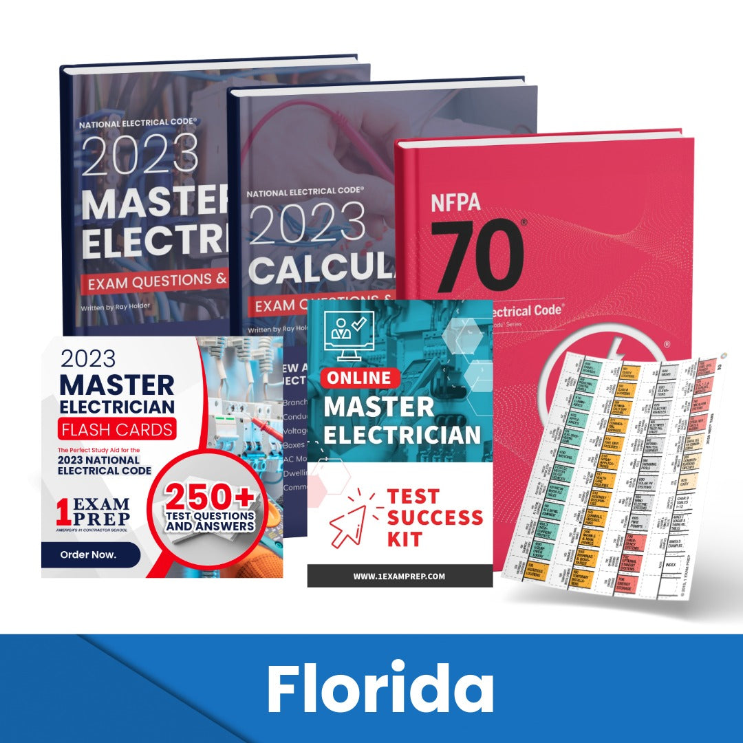 2023 Florida Master Electrician Exam Prep Study Guides & Code Book Ultimate Combo (Based on the 2023 NEC)