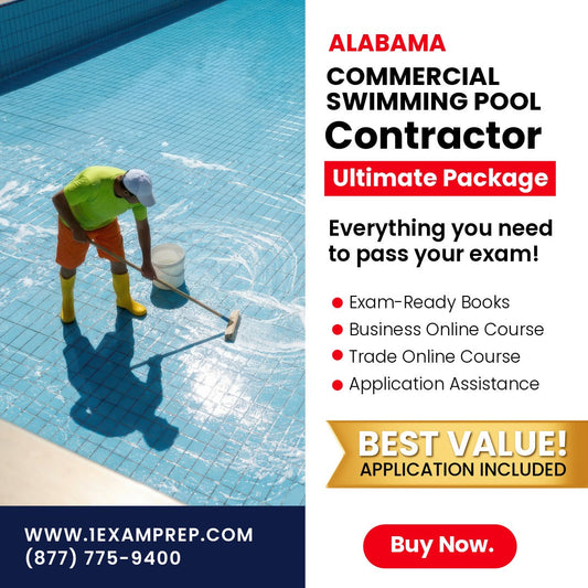 Alabama Commercial Swimming Pool Contractor Ultimate Exam Prep Rental Package