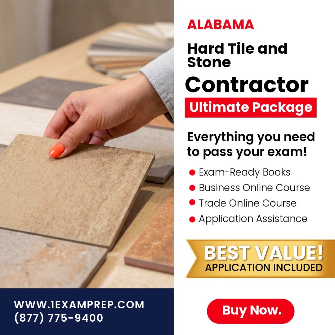 Alabama Hard Tile and Stone Contractor Ultimate Exam Prep Rental Package