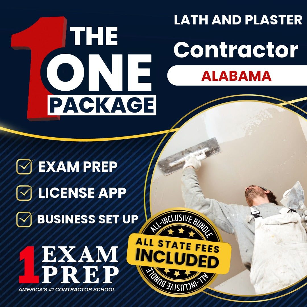 The 1 Package: All-Inclusive Alabama Lath and Plaster Contractor Exam, Licensing & Business Setup Solution