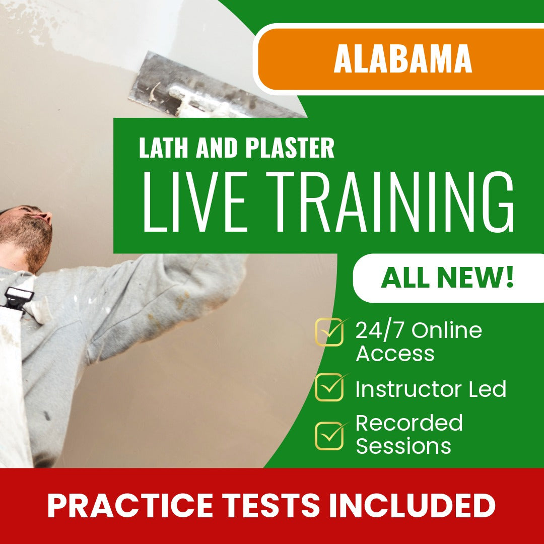 Alabama Lath and Plaster Contractor Exam Prep - Live Virtual + Self Study Training