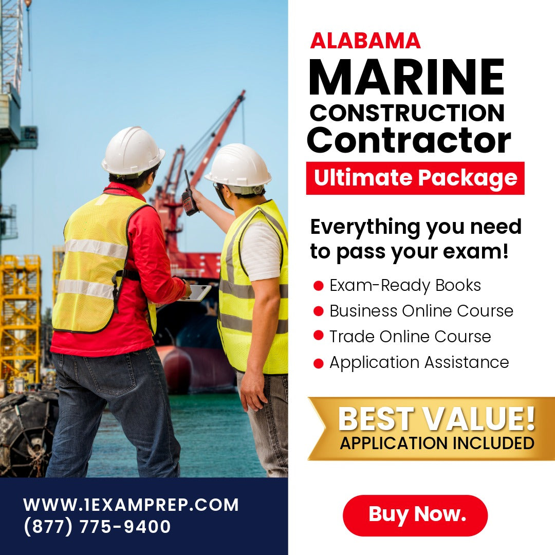 Alabama Marine Construction Contractor Ultimate Exam Prep Rental Package