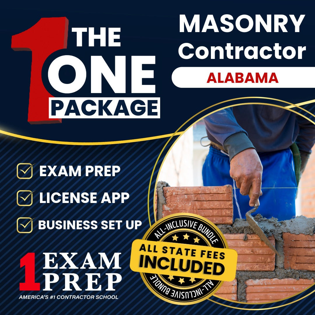 The 1 Package: All-Inclusive Alabama Masonry Contractor Exam, Licensing & Business Setup Solution