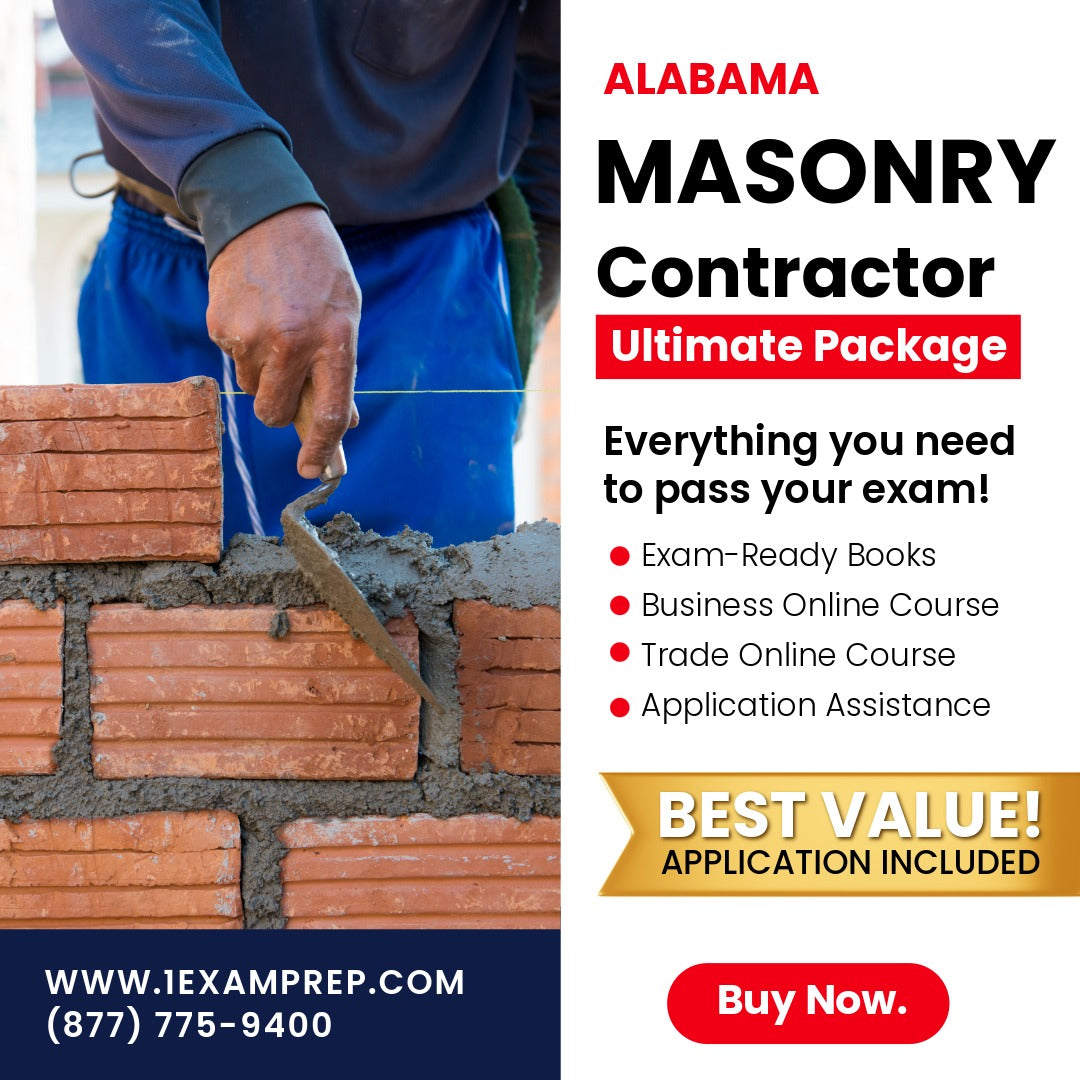 Alabama Masonry Contractor Ultimate Exam Prep Rental Package