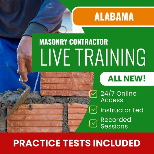 Alabama Masonry Contractor Exam Prep - Live Virtual + Self Study Training