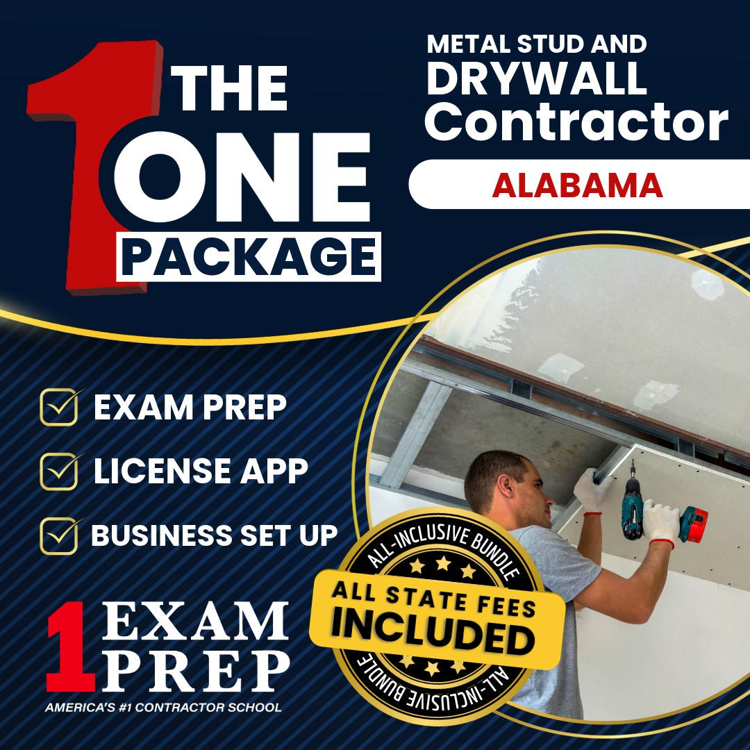 The 1 Package: All-Inclusive Alabama Metal Stud and Drywall Contractor Exam, Licensing & Business Setup Solution