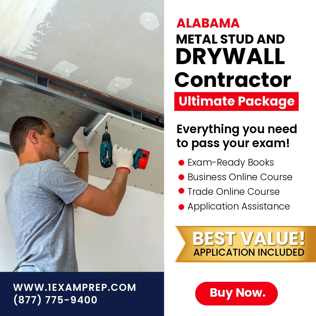 Alabama Metal Stud and Drywall Contractor Ultimate Exam Prep Rental Package
