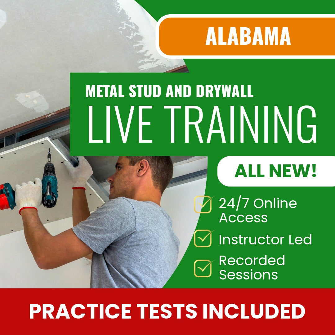 Alabama Metal Stud and Drywall Contractor Exam Prep - Live Virtual + Self Study Training