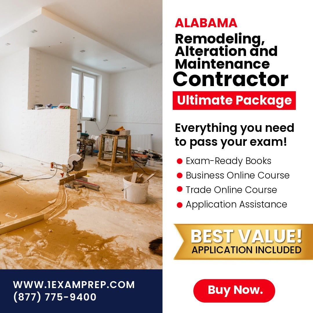 Alabama Remodeling, Alteration and Maintenance Contractor Ultimate Exam Prep Rental Package