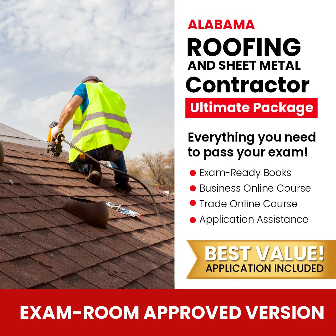 Alabama Roofing and Sheet Metal Contractor Ultimate Exam Prep Rental Package