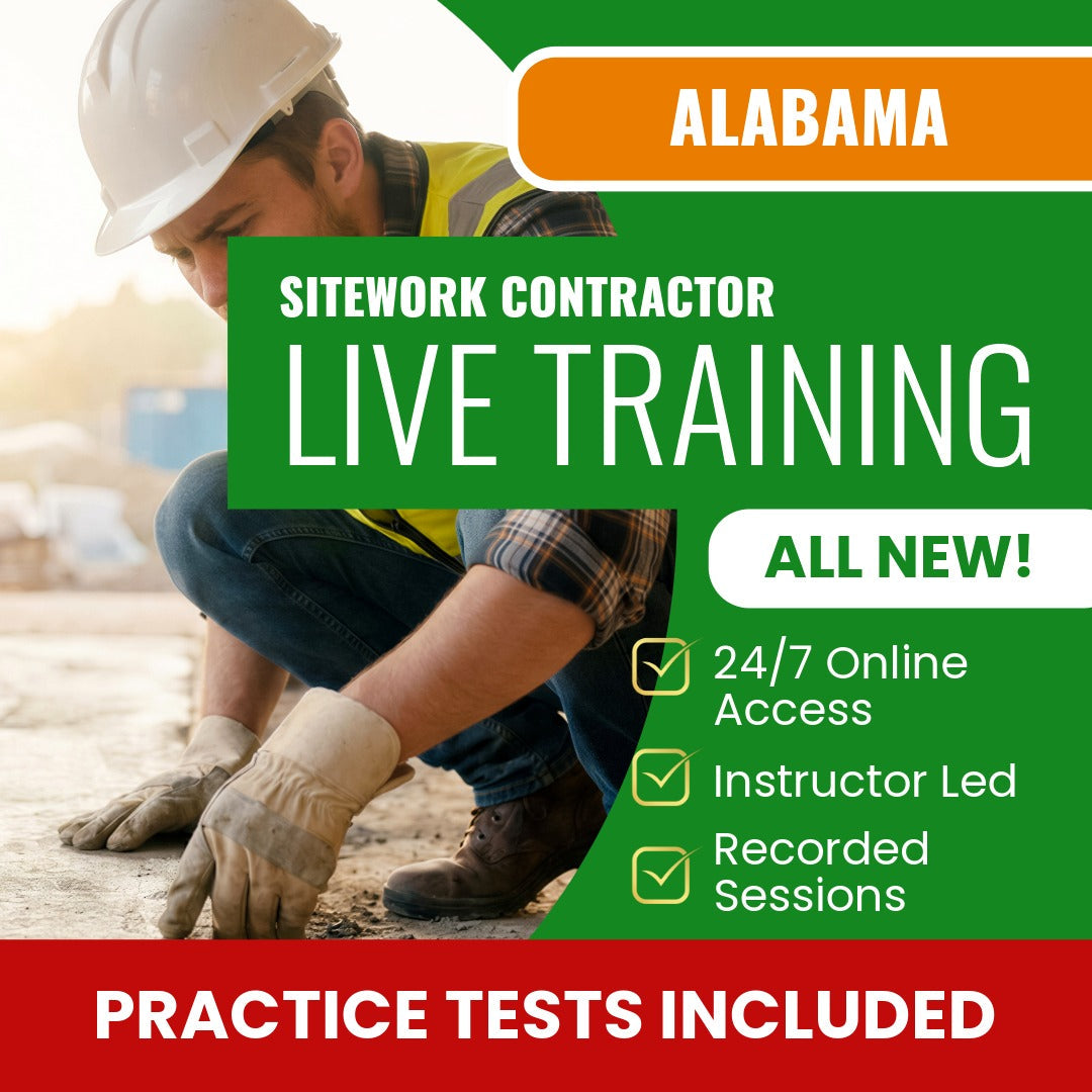 Alabama Sitework Contractor Exam Prep - Live Virtual + Self Study Training