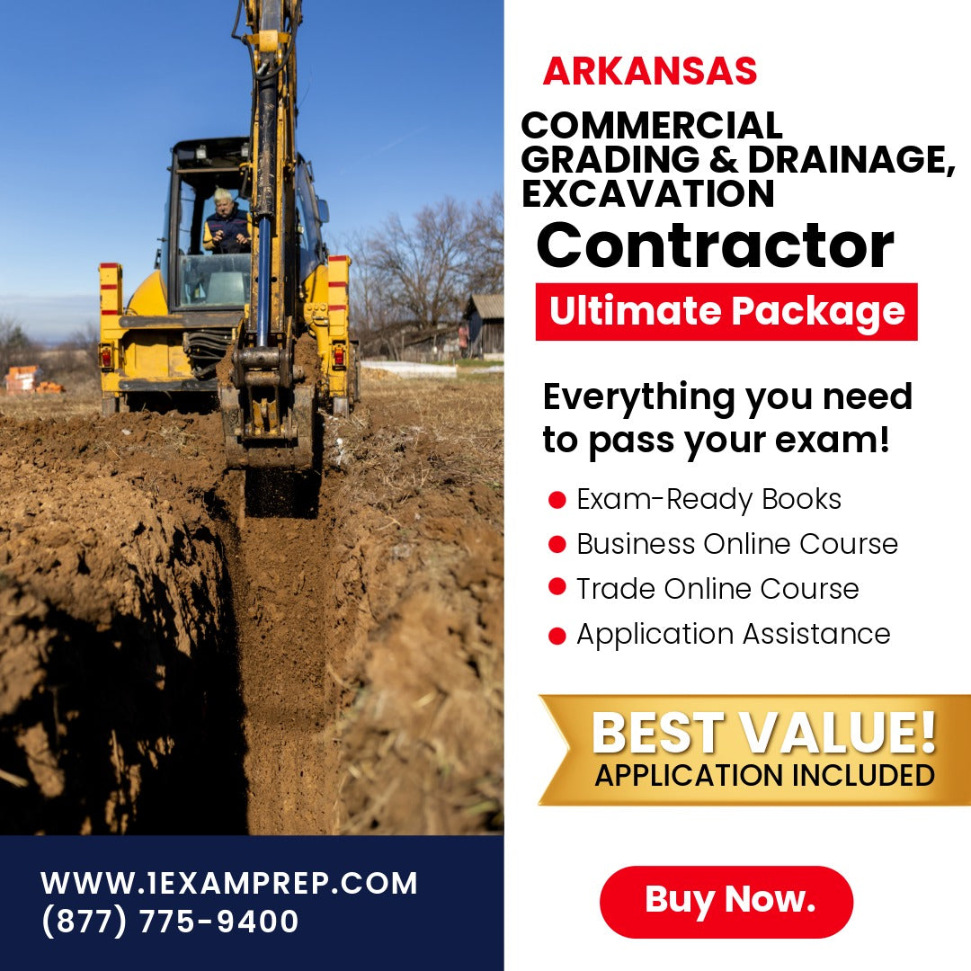 Arkansas Commercial Grading & Drainage, Excavation Contractor Ultimate Exam Prep Rental Package