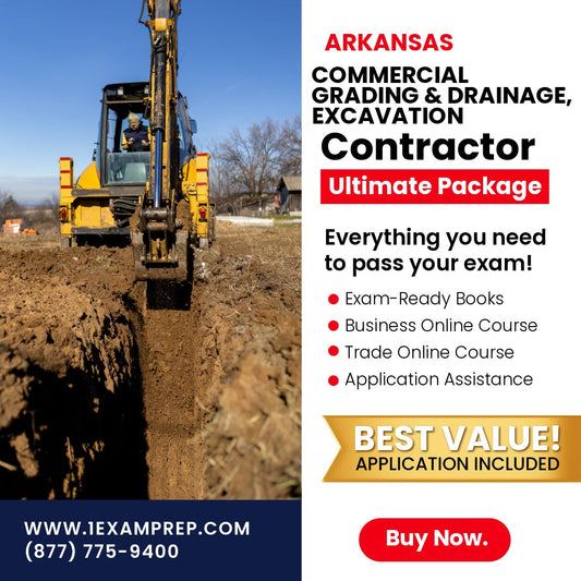Arkansas Commercial Grading & Drainage, Excavation Contractor Ultimate Exam Prep Rental Package