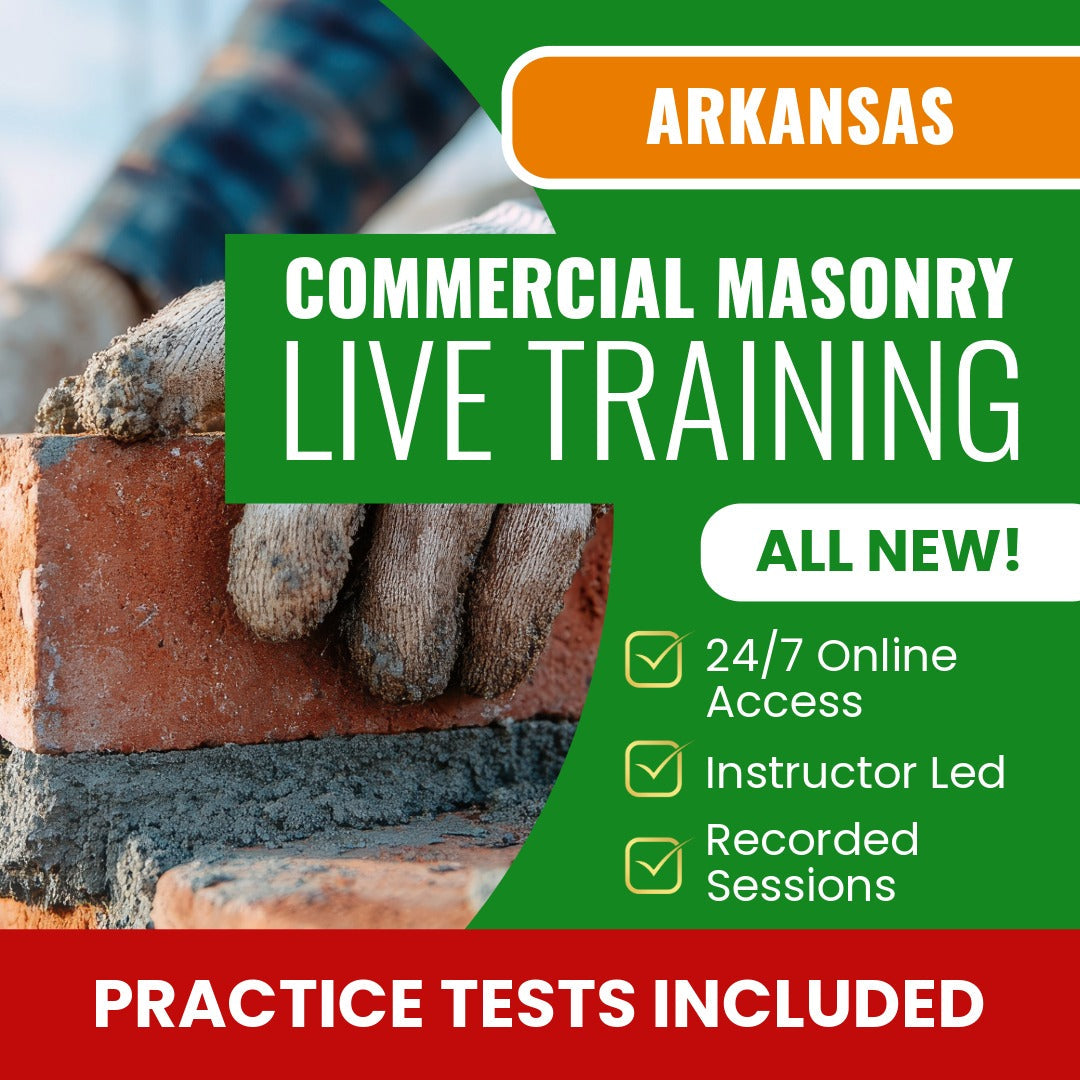Arkansas Commercial Masonry Contractor Exam Prep - Live Virtual + Self Study Training