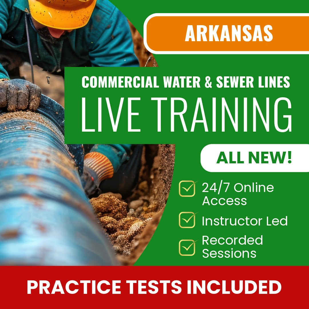 Arkansas Commercial Water and Sewer Lines Contractor Exam Prep - Live Virtual + Self Study Training