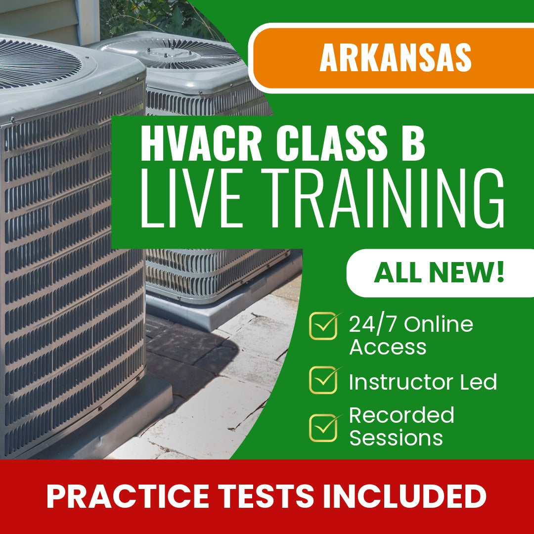 Arkansas Class B HVACR Contractor Exam Prep - Live Virtual + Self Study Training