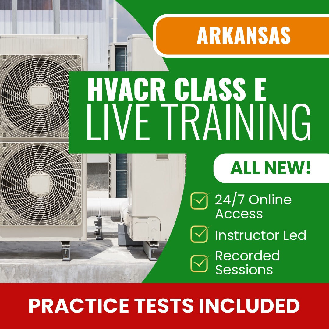 Arkansas Class E HVACR Contractor Exam Prep - Live Virtual + Self Study Training