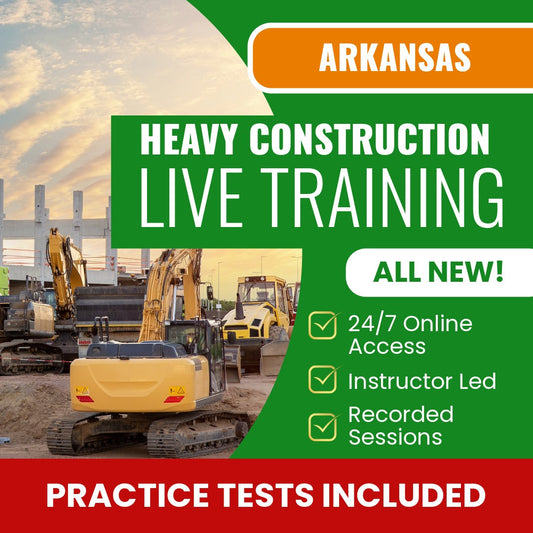 Arkansas Commercial Heavy Construction Contractor Exam Prep - Live Virtual + Self Study Training