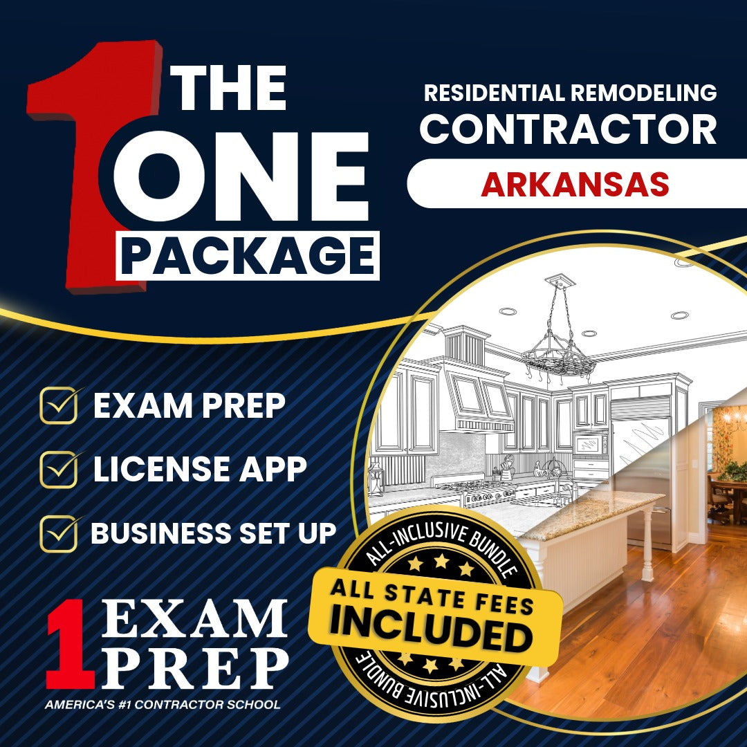The 1 Package: All-Inclusive Arkansas Residential Remodeling, Renovations, Restoration, Alterations Contractor Exam, Licensing & Business Setup Solution