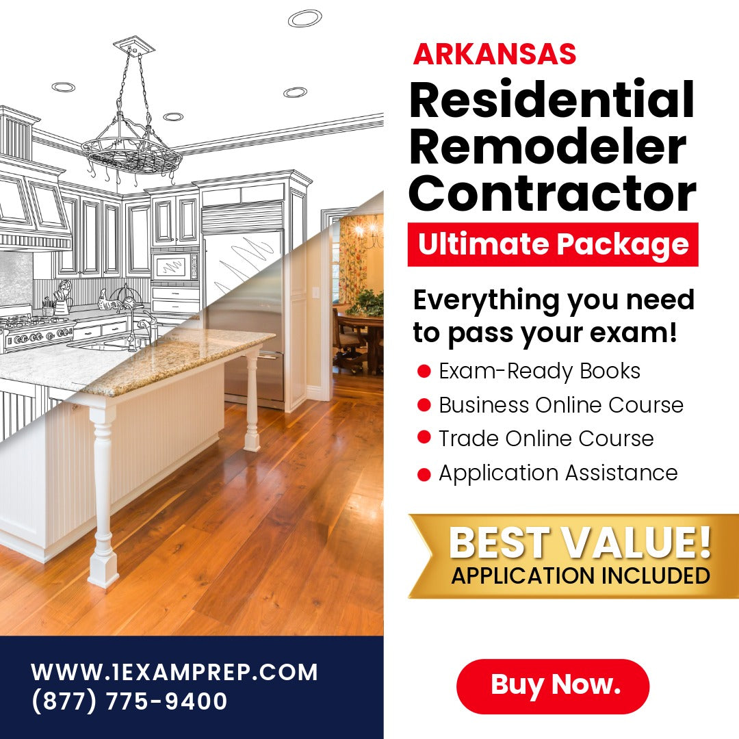 Arkansas Residential Remodeler Contractor Ultimate Exam Prep Rental Package