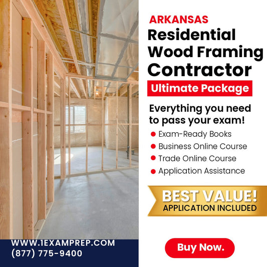 Arkansas Residential Wood Framing Contractor Ultimate Exam Prep Rental Package