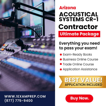 Arizona Acoustical Systems Residential / Commercial Contractor (CR-1) Ultimate Exam Prep Rental Package
