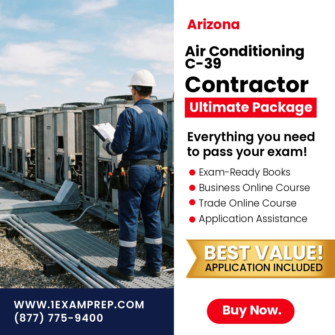 Arizona Air Conditioning and Refrigeration Commercial Contractor (C-39) Ultimate Exam Prep Rental Package