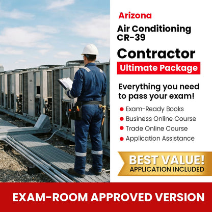 Arizona Air Conditioning and Refrigeration Residential / Commercial Contractor (CR-39) Ultimate Books Exam Room Approved + Course + Application Package