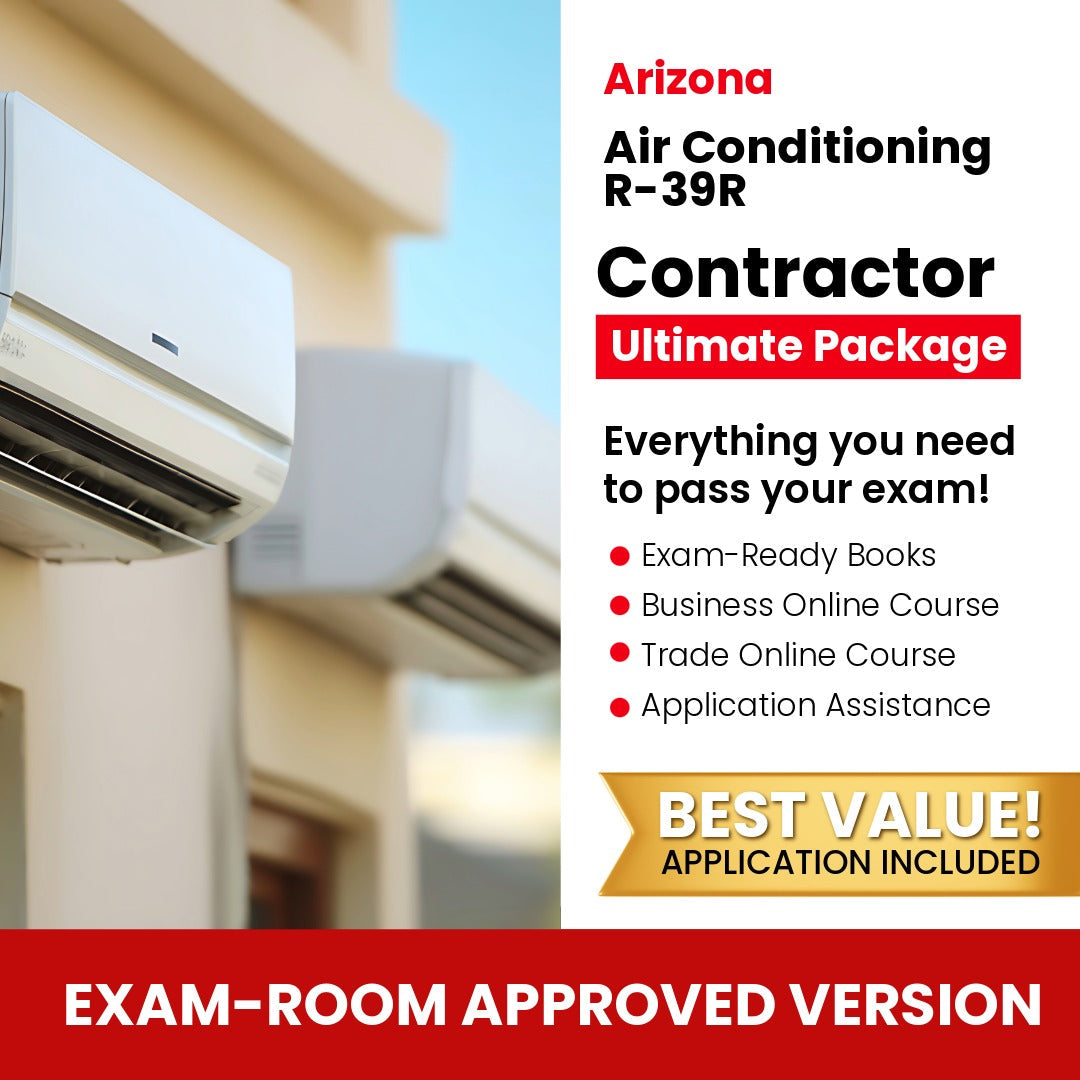 Arizona Air Conditioning and Refrigeration Residential Contractor (R-39R) Ultimate Books Exam Room Approved + Course + Application Package