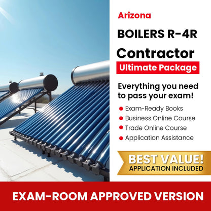 Arizona Boilers Residential Contractor (R-4R) Ultimate Books Exam Room Approved + Course + Application Package