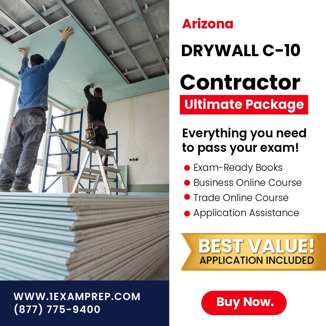 Arizona Drywall Commercial Contractor (C-10) Ultimate Exam Prep Rental Package