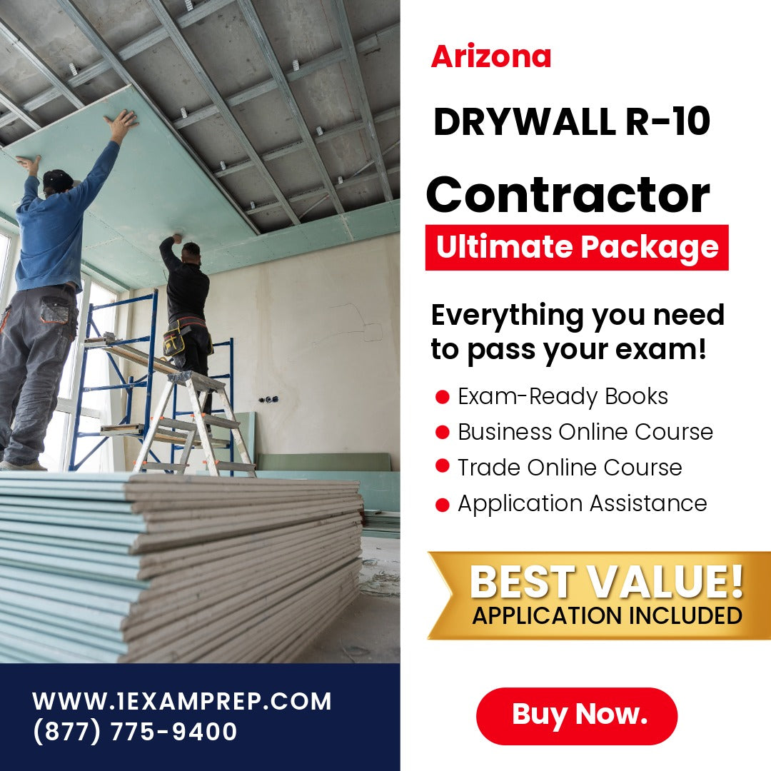 Arizona Drywall Residential Contractor (R-10) Ultimate Exam Prep Rental Package
