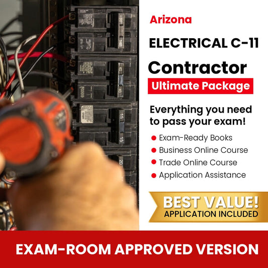 Arizona Electrical Commercial Contractor (C-11) Ultimate Books Exam Room Approved + Course + Application Package