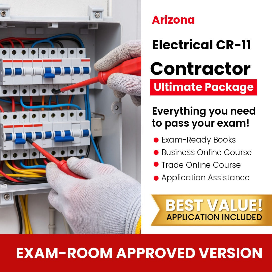 Arizona Electrical Residential / Commercial Contractor (CR-11) Ultimate Books Exam Room Approved + Course + Application Package