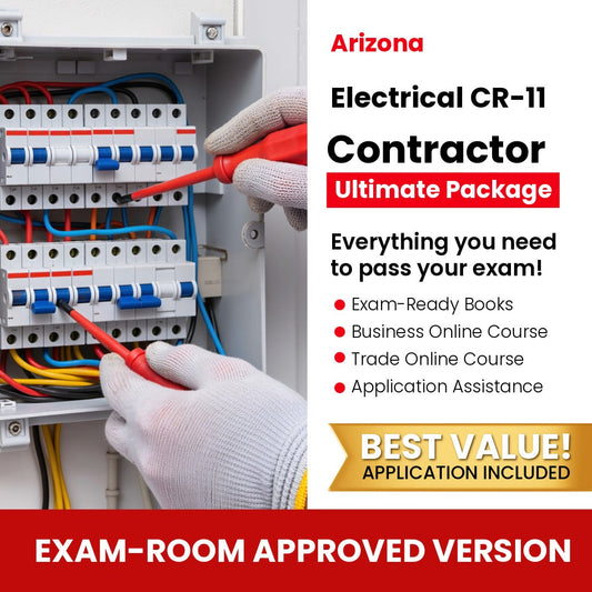 Arizona Electrical Residential / Commercial Contractor (CR-11) Ultimate Books Exam Room Approved + Course + Application Package