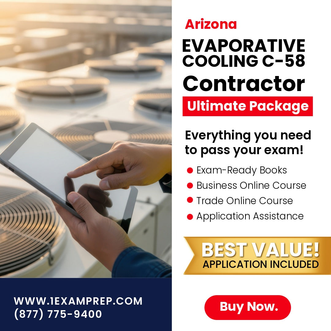 Arizona Evaporative Cooling and Ventilating Commercial Contractor (C-58) Ultimate Exam Prep Rental Package