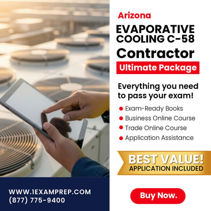 Arizona Evaporative Cooling and Ventilating Commercial Contractor (C-58) Ultimate Exam Prep Rental Package