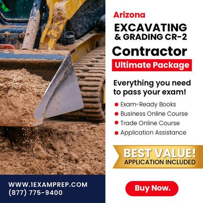 Arizona Excavating, Grading and Oil Surfacing Residential / Commercial Contractor (CR-2) Ultimate Exam Prep Rental Package